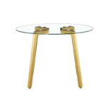 42-Inch Round Tempered Glass Dining Table with Gold Metal Legs - Image 5