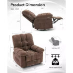 Rocking Recliner Chair, 360 Swivel Rocker, Single Sofa, Extra Wide Manual Recliner, Chenille Upholstery - Image 10