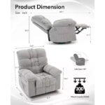 Rocking Recliner Chair, 360 Swivel Rocker, Single Sofa, Extra Wide Manual Recliner, Chenille Upholstery - Image 18