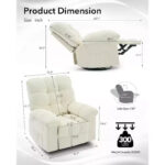 Rocking Recliner Chair, 360 Swivel Rocker, Single Sofa, Extra Wide Manual Recliner, Chenille Upholstery - Image 2