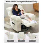 Rocking Recliner Chair, 360 Swivel Rocker, Single Sofa, Extra Wide Manual Recliner, Chenille Upholstery - Image 4