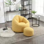 Foam Filled Bean Bag Chair with Foot Stool - Image 21