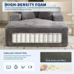 49.2" Oversized Convertible Chaise Lounge Chair, Corduroy Upholstered Sofa Couch, No Assembly Required, for Living Room, Bedroom - Image 2