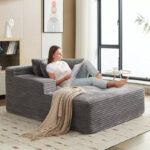49.2" Oversized Convertible Chaise Lounge Chair, Corduroy Upholstered Sofa Couch, No Assembly Required, for Living Room, Bedroom - Image 8