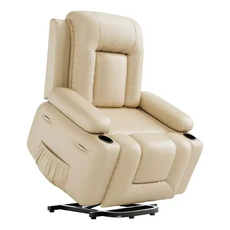 1006960119_beige_1 Power Lift Recliner Chair with Massage and Heat, PU Leather Single Sofa for Living Room - Image 1