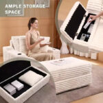 Oversized Chaise Lounge Chair with Storage - Upholstered Corduroy Sofa Chair with 3 Pillows for Home - Image 3