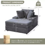 Oversized Chaise Lounge Chair with Storage - Upholstered Corduroy Sofa Chair with 3 Pillows for Home - Image 20