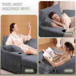 Oversized Chaise Lounge Chair with Storage - Upholstered Corduroy Sofa Chair with 3 Pillows for Home - Image 24