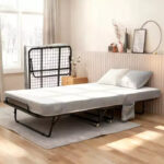 Folding Bed with Memory Foam Mattress and Metal Frame
