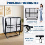Folding Bed with Memory Foam Mattress and Metal Frame - Image 6