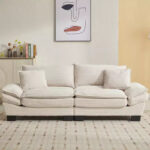 Corduroy Sofa Sleeper Loveseat with Pillows - Image 2