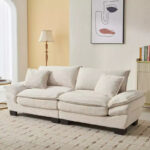 Corduroy Sofa Sleeper Loveseat with Pillows - Image 4