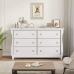 Wide 6-Drawer Wooden Dresser with Textured Front - Image 3