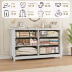 Wide 6-Drawer Wooden Dresser with Textured Front - Image 5