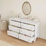 Wide 6-Drawer Wooden Dresser with Textured Front - Image 7