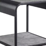 21 Inch Modern End Table with Open Shelves, Wood, Gray, Black - Image 5