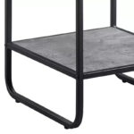 21 Inch Modern End Table with Open Shelves, Wood, Gray, Black - Image 6