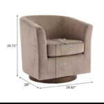 Modern Wooden 360 Swivel Velvet Upholstered Accent Chair - Image 3