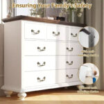 9-Drawer Storage Cabinet with Vintage Frame — White & Brown, Acacia Wood - Image 5