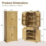 72 Inch Tall Kitchen Pantry Storage Cabinet with Doors and Shelves, Food Pantry Cabinet with Motion Sensor Light - Image 3