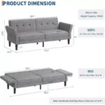 89" Convertible Futon Sofa Bed with Adjustable Backrest and Armrests - Image 11