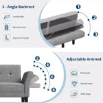89" Convertible Futon Sofa Bed with Adjustable Backrest and Armrests - Image 17