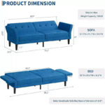 89" Convertible Futon Sofa Bed with Adjustable Backrest and Armrests - Image 2