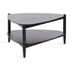 Triangular Two-Tier Wood Coffee Table, 32x31x17, Black