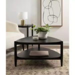 Triangular Two-Tier Wood Coffee Table, 32x31x17, Black - Image 5
