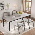 Rectangular Extension Dining Table with Acacia Wood Top and Metal Frame - Image 4