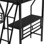 Twin over Full Metal Bunk Bed with Twin Size Loft Bed and Desk, Black - Image 11