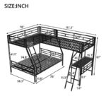 Twin over Full Metal Bunk Bed with Twin Size Loft Bed and Desk, Black - Image 4