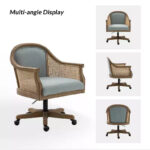 Swivel Barrel Task Chair with Rattan Arms and Foam Cushion - Image 11